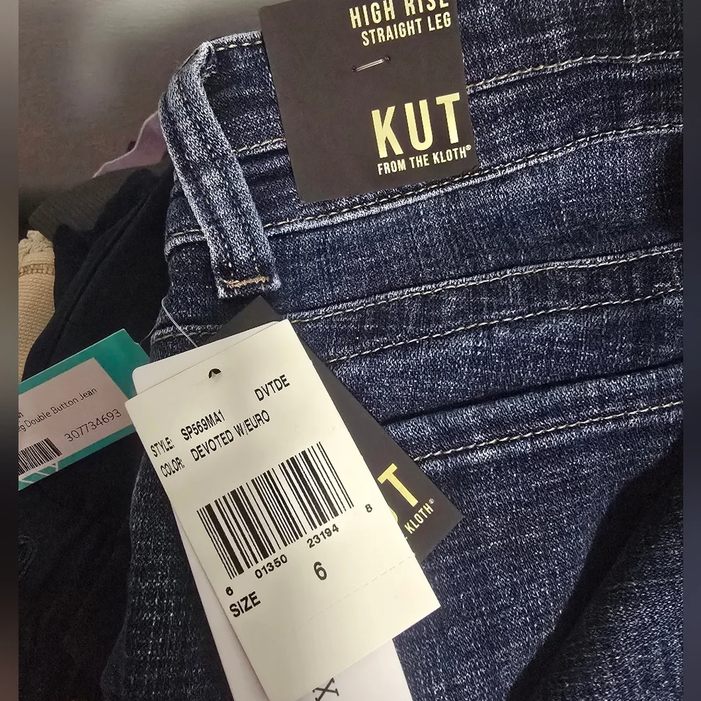 NWT Kut from the Kloth Women's Stevie Straight Leg Double Button Indigo Jeans 6 - Picture 4 of 5